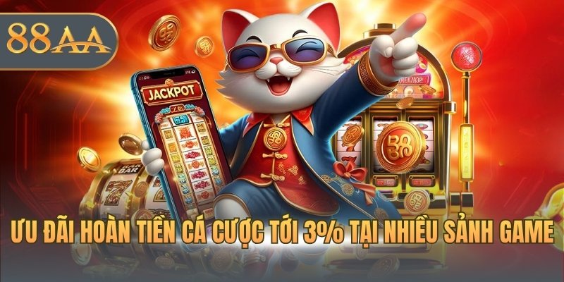 Ưu đãi hoàn tiền cá cược tới 3% tại nhiều sảnh game